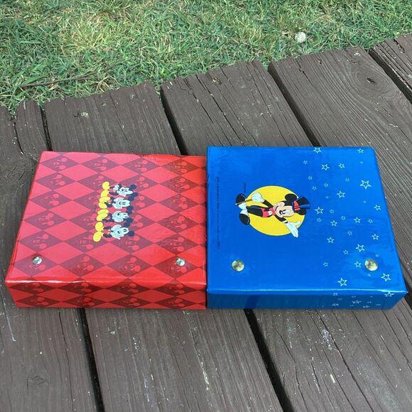 Disney Mickey Mouse Photo Album Scrapbook Lot of 2 Red Blue Vintage - Picture 4 of 7